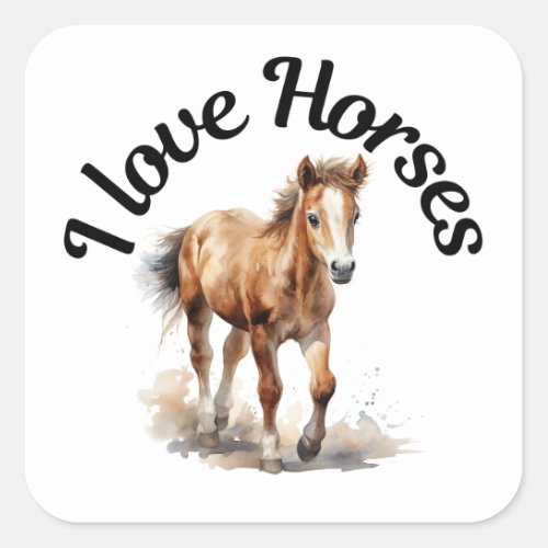 I Love Horses 0010 Square Sticker