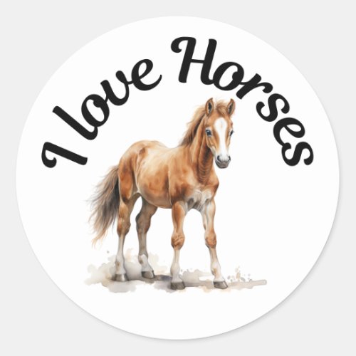 I Love Horses 0012 Classic Round Sticker