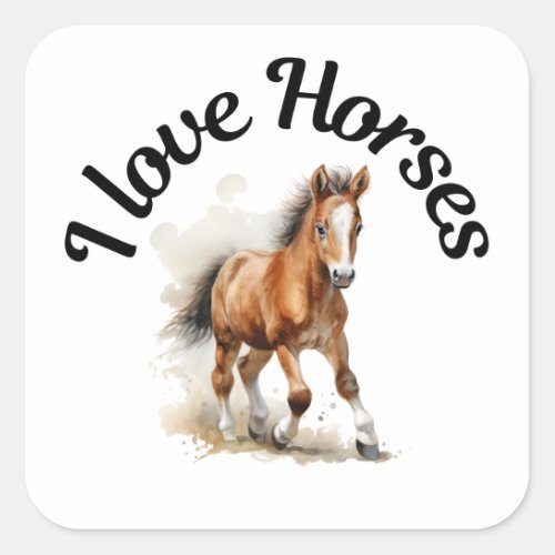 I Love Horses 0013 Square Sticker