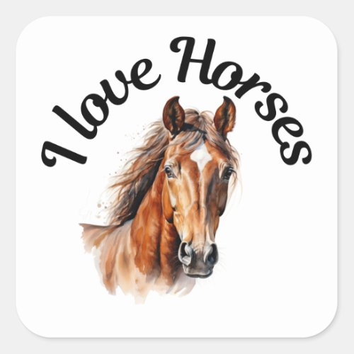 I Love Horses 0014 Square Sticker