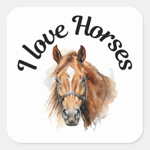 I Love Horses 0016 Square Sticker