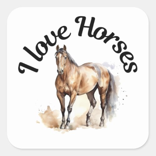 I Love Horses 0018 Square Sticker