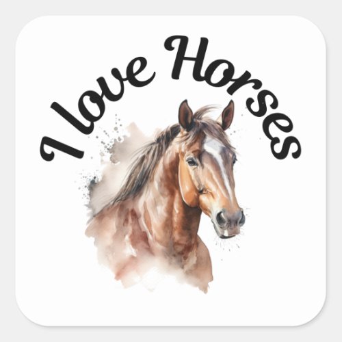 I Love Horses 0019 Square Sticker