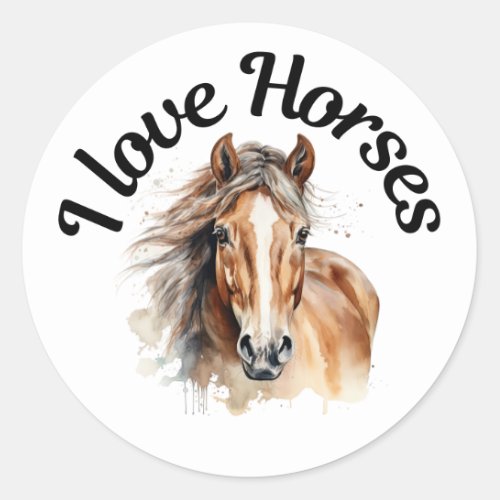 I Love Horses 0020 Classic Round Sticker