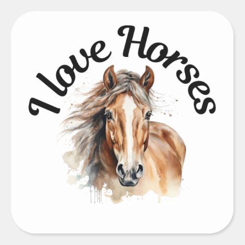 I Love Horses 0020 Square Sticker