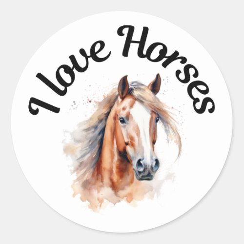 I Love Horses 0021 Classic Round Sticker