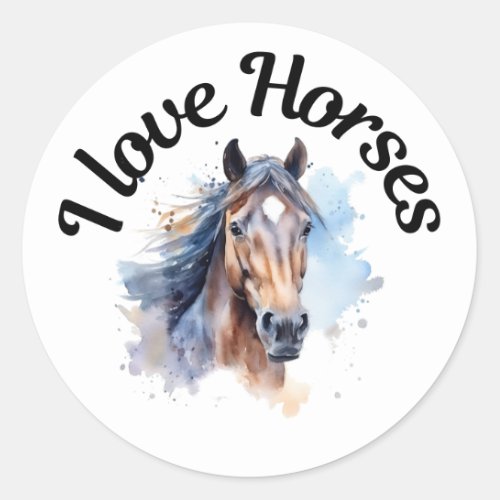 I Love Horses 0022 Classic Round Sticker