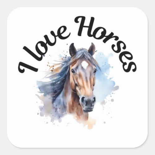I Love Horses 0022 Square Sticker