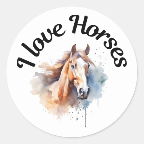 I Love Horses 0023 Classic Round Sticker