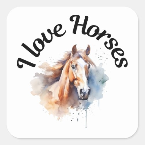 I Love Horses 0023 Square Sticker