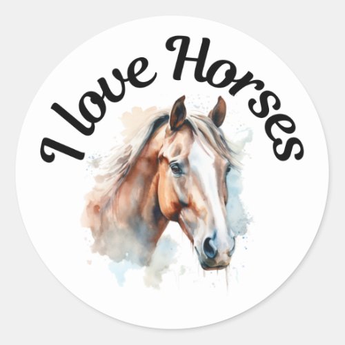 I Love Horses 0024 Classic Round Sticker