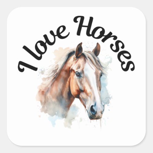 I Love Horses 0024 Square Sticker