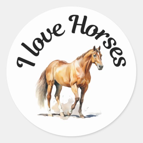 I Love Horses 0027 Classic Round Sticker