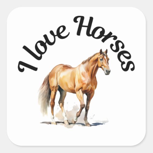 I Love Horses 0027 Square Sticker