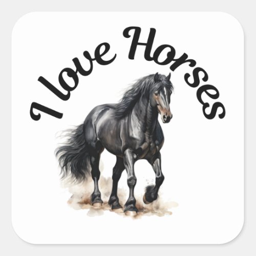 I Love Horses 0028 Square Sticker