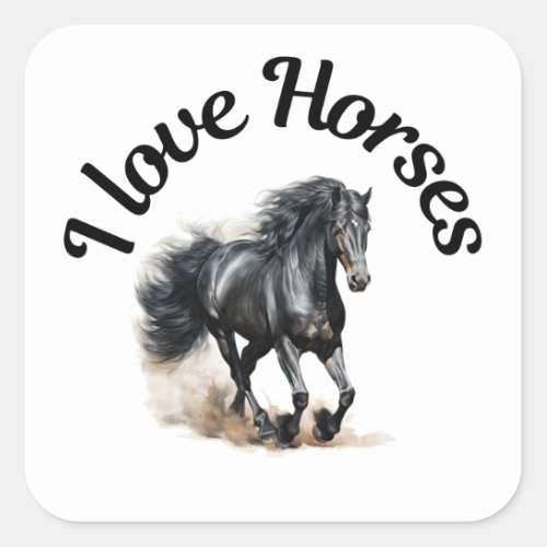 I Love Horses 0029 Square Sticker