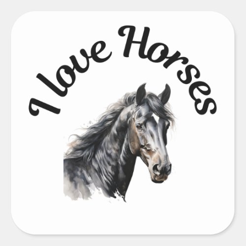 I Love Horses 0030 Square Sticker