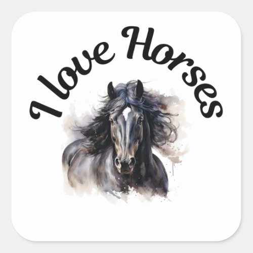 I Love Horses 0031 Square Sticker