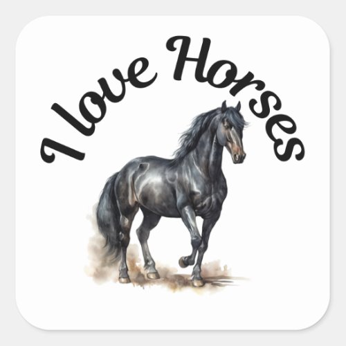 I Love Horses 0032 Square Sticker