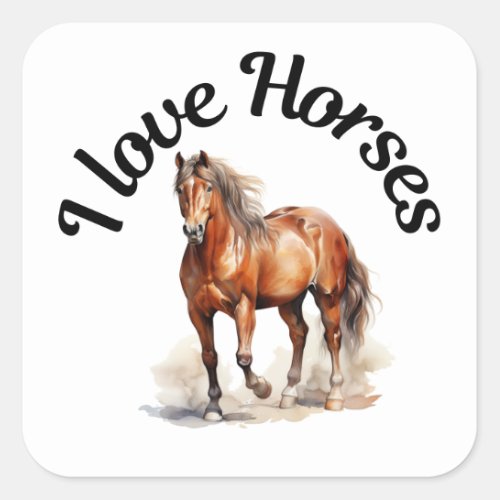 I Love Horses 0033 Square Sticker