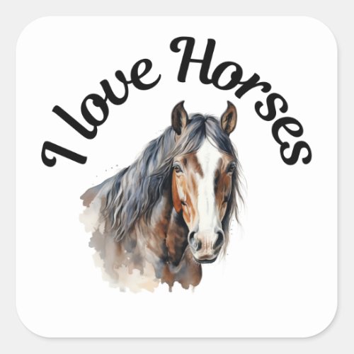 I Love Horses 0035 Square Sticker