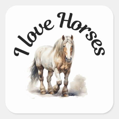 I Love Horses 0036 Square Sticker