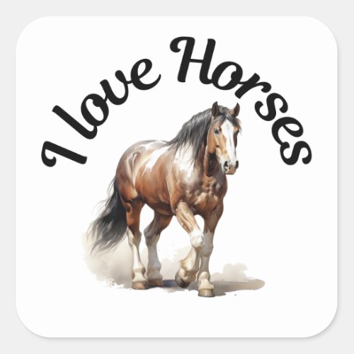 I Love Horses 0038 Square Sticker