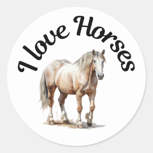 I Love Horses 0039 Classic Round Sticker