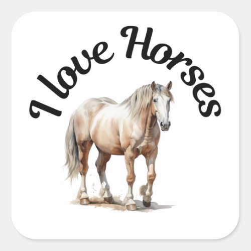 I Love Horses 0039 Square Sticker