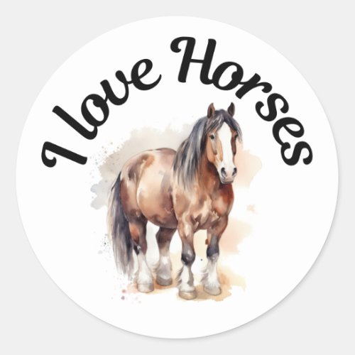 I Love Horses 0040 Classic Round Sticker