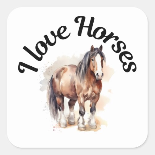 I Love Horses 0040 Square Sticker