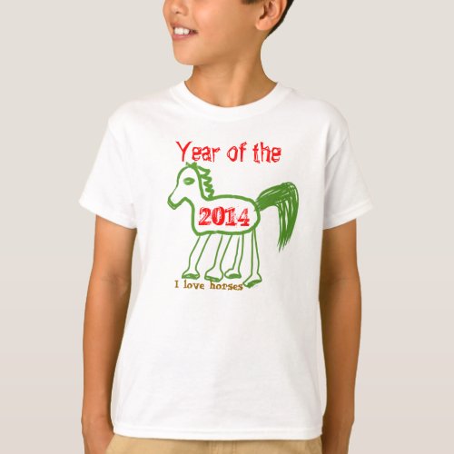I Love Horses 2014 Year of the Horse Whimsical T_Shirt