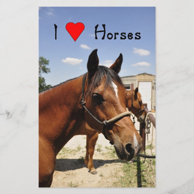 "I love Horses" Beautiful Horse Stationary Stationery (Front)