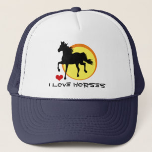 I Love Horses & Black Horse Running / Horticulture Trucker Hat