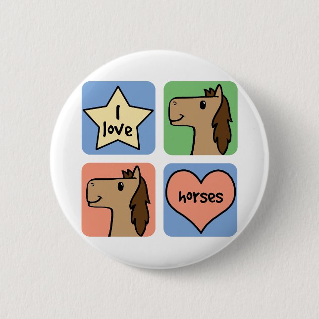 I Love Horses Button (Front)