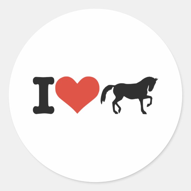 I love Horses Classic Round Sticker (Front)