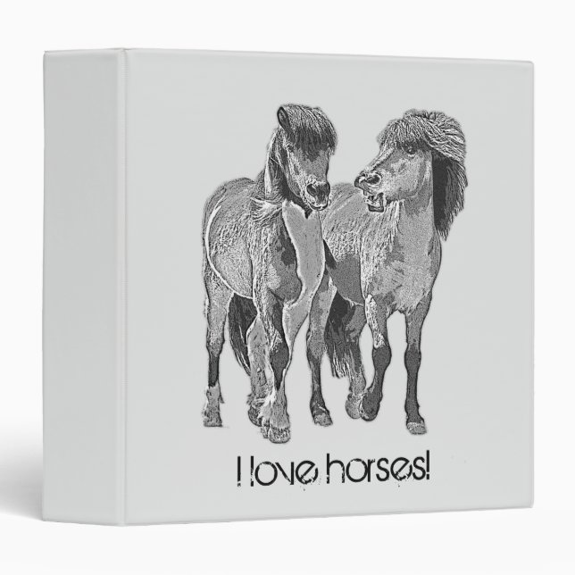 I love horses! Cute Icelandic ponies 3 Ring Binder (Front/Spine)