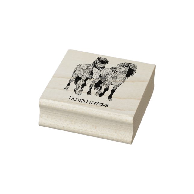  I love horses! Cute Icelandic ponies Rubber Stamp (Stamp)