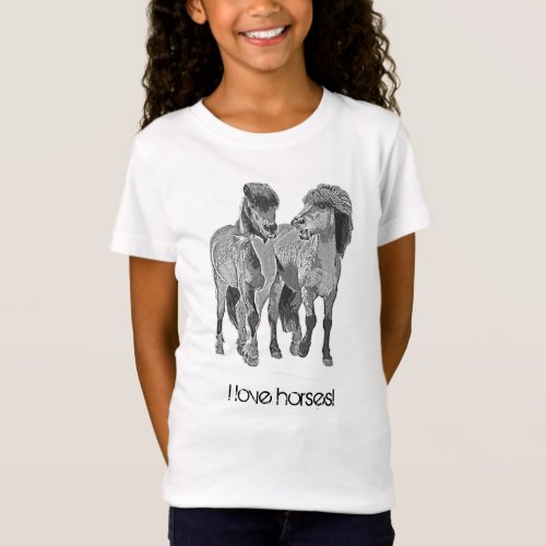 I love horses Cute Icelandic ponies T_Shirt