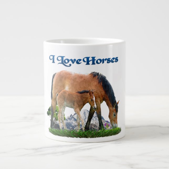 I love horses giant coffee mug (Front)