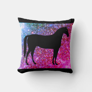 I Love Horses Green Sparkle Throw Pillow