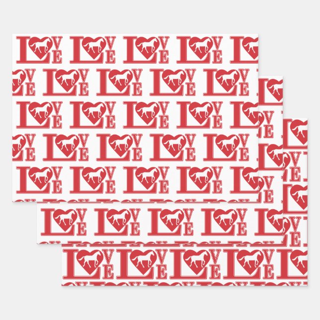 I love Horses, Horse Love Wrapping Paper Sheets (Set)