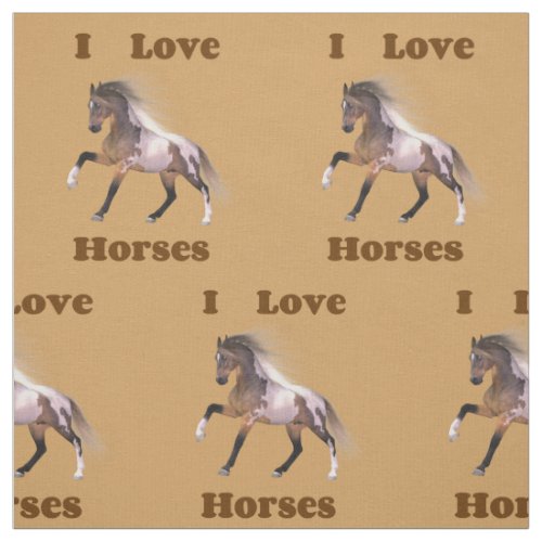 I Love Horses _ Paint Horse Fabric