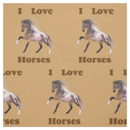 I Love Horses - Paint Horse Fabric