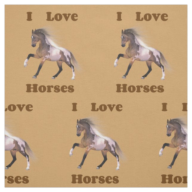 I Love Horses - Paint Horse Fabric (Swatch)