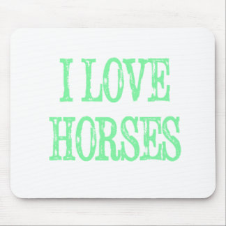 I Love Horses Pale Green Mouse Pad