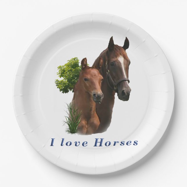 I love Horses Paper Plates (Front)