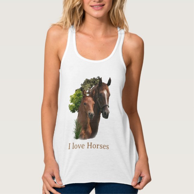 I love horses  tank top (Front)