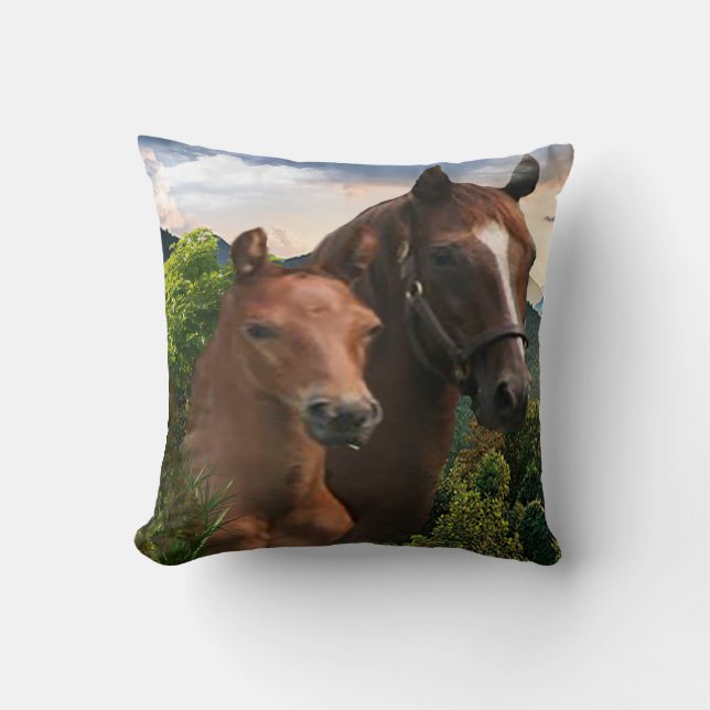 I love Horses Throw Pillow (Front)