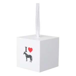 I Love Horses Vintage Engraving Shirt Design_1 Cube Ornament